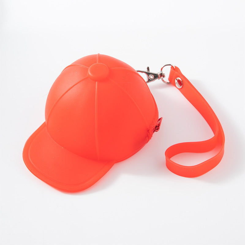 Wholesale Cartoon Candy Color Baseball Cap Coin Pack Mini Hat Silicone Keychain